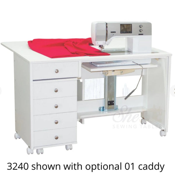Horn 5400 Sewing Quilting and Embroidery Cabinet with Electric Lift in White