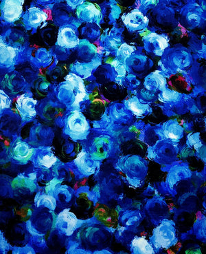 MDG Painted Roses - Blue & Green - 1 Yard