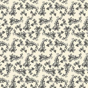 Harvest Gathering by Dianna Swartz - Vining Scroll Black/Cream - 1 Yard