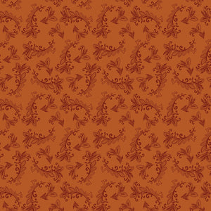 Harvest Gathering by Dianna Swartz - Vining Scroll Orange - 1 Yard