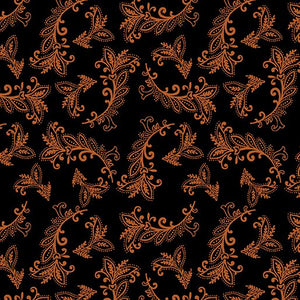 Harvest Gathering by Dianna Swartz - Vining Scroll Black/Orange - 1 Yard