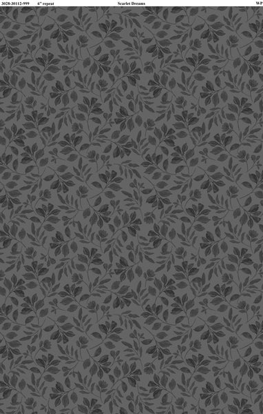 Scarlet Dreams- Black Tonal Leaves – Aurora Sewing Center
