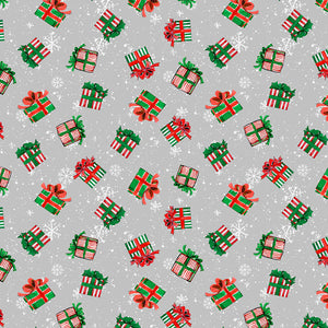 Moda - Merry Gnome-Ments - Gift Toss Gray - 1 Yard