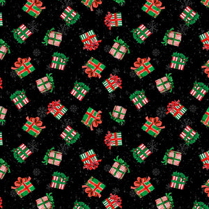 Moda - Merry Gnome-Ments - Gift Toss Black - 1 Yard