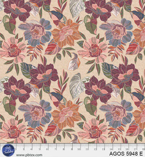 P&B Textiles - A Garden Of Stitches Embroidered Allover Floral - Ecru - 1 Yard