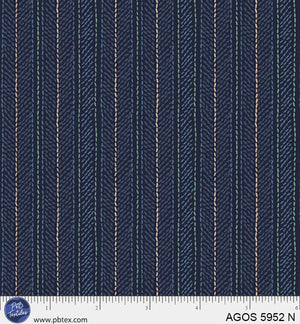 P&B Textiles -A Garden Of Stitches- Stitches Stripe - Navy - 1 Yard