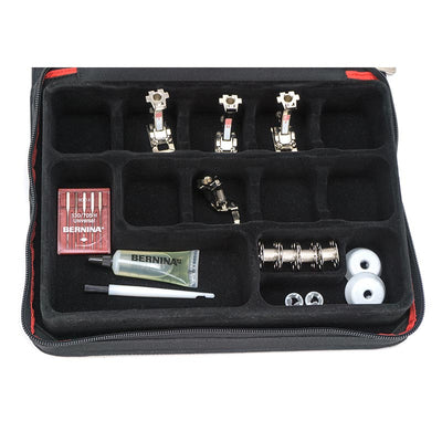 bernina tackle box accessory case Overlocker Travel Four levels of foam protect your valuable accessories in specially designed compartments Maximize Your Bernina Accessories Box