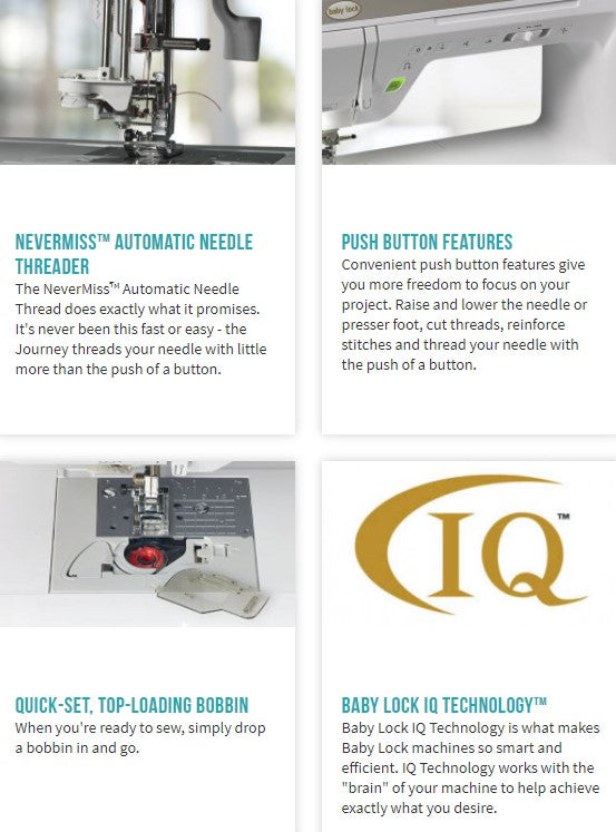 Used Baby Lock Journey sewing and embroidery machine Aurora Sewing Center