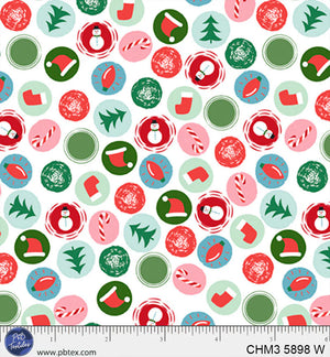 P&B Textiles - Christmas Miniatures III Holiday Icon Toss - White - 1 Yard
