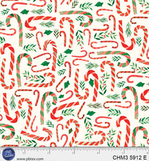 P&B Textiles - Christmas Miniatures III 4 Way Candy Canes - Ecru - 1 Yard