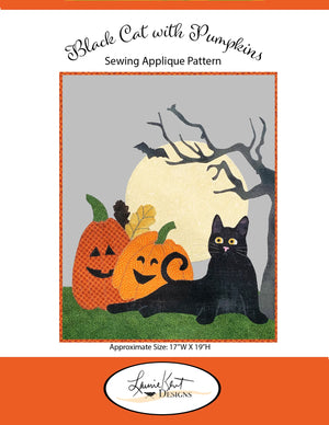 Black Cat And Pumpkins Machine Applique Pattern - Laurie Kent Sewing Pattern