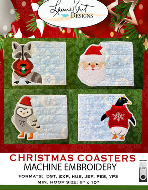 Christmas Coasters Embroidery Usb - Laurie Kent Embroidery Design