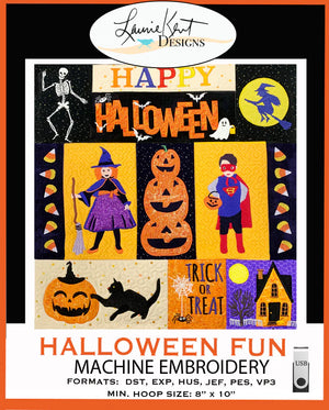 Halloween Fun Door Hanging USB- Laurie Kent Embroidery Design