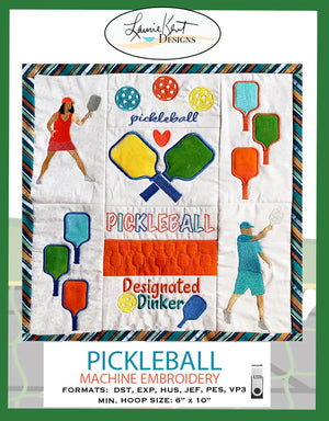 Pickleball Fun Embroidery - Laurie Kent Embroidery Design