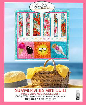 Summer Vibes Mini Quilt USB- Laurie Kent Embroidery Design