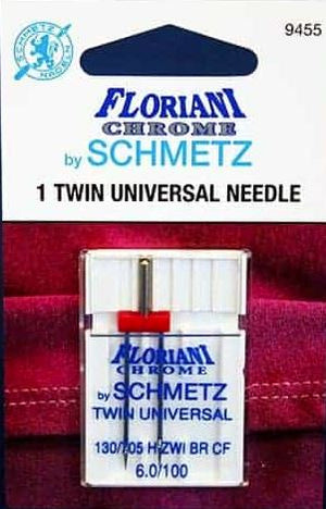 Floriani Chrome by Schmetz 1 Twin Universal Needle (size 6.0/100)