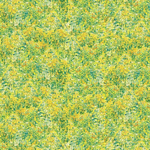 Timeless Treasures- Impression Brushed Floral Texture Yellow Fleur ...