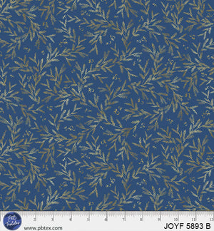 P&B Textiles - Joyful Pine Branch Vines Blue - 1 Yard