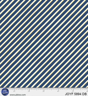 P&B Textiles - Joyful Candy Cane Stripe Dark Blue - 1 Yard