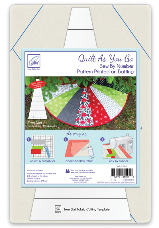 Quilt As You Go Tree Skirt by June Tailor- Pattern printed on Batting –  Aurora Sewing Center
