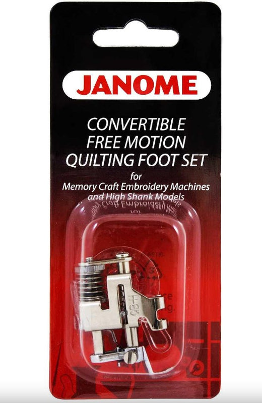 Janome Convertible Free Motion Quilt Foot Set for High Shank MC Models