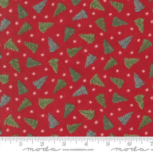 END OF BOLT - Winter Friends - Tossed Trees Berry Red - 2 1/3yd