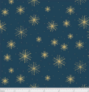 Open Starburst Dark Blue - P & B Textiles Deco the Halls Christmas Collection