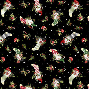 Moda - Merry Gnome-Ments - Stocking Toss Black - 1 Yard