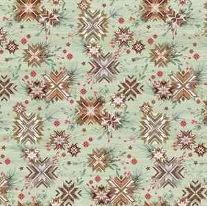 Woodgrain Stars (Green) - 3 Wishes Snowflake Lodge Christmas Collection