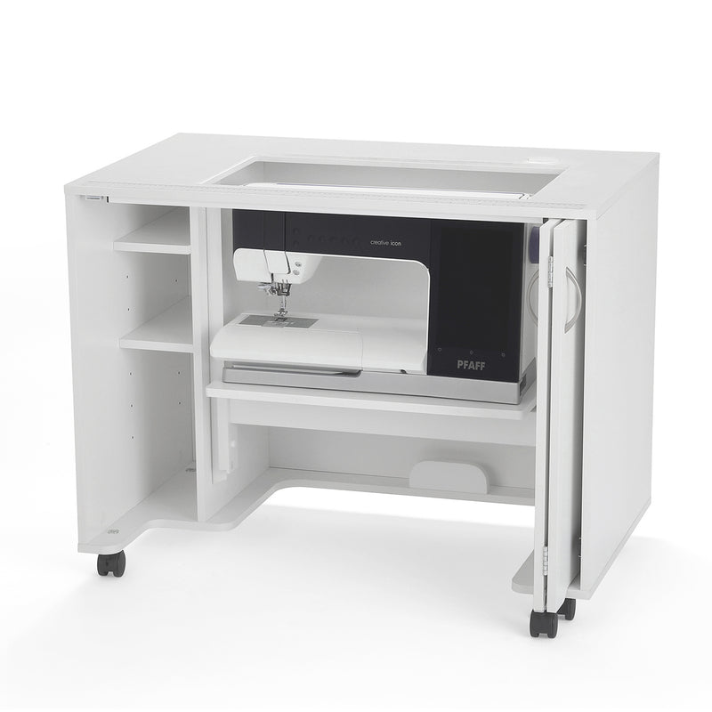 Arrow Mod Squad Sewing Cabinet And Table With Machine Lift White