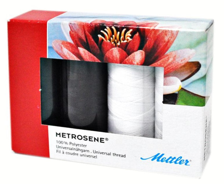 Mettler Metrosene 4 Spool Thread Set Black and White package – Aurora ...