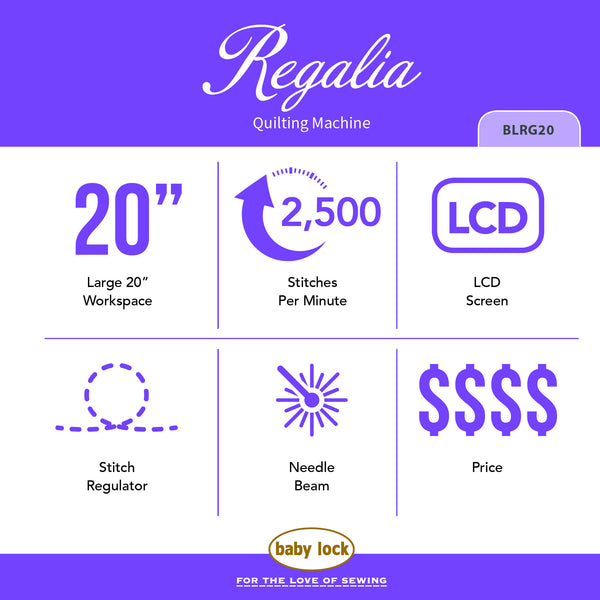 Baby Lock Regalia 20inch Longarm with Frame Aurora Sewing Center