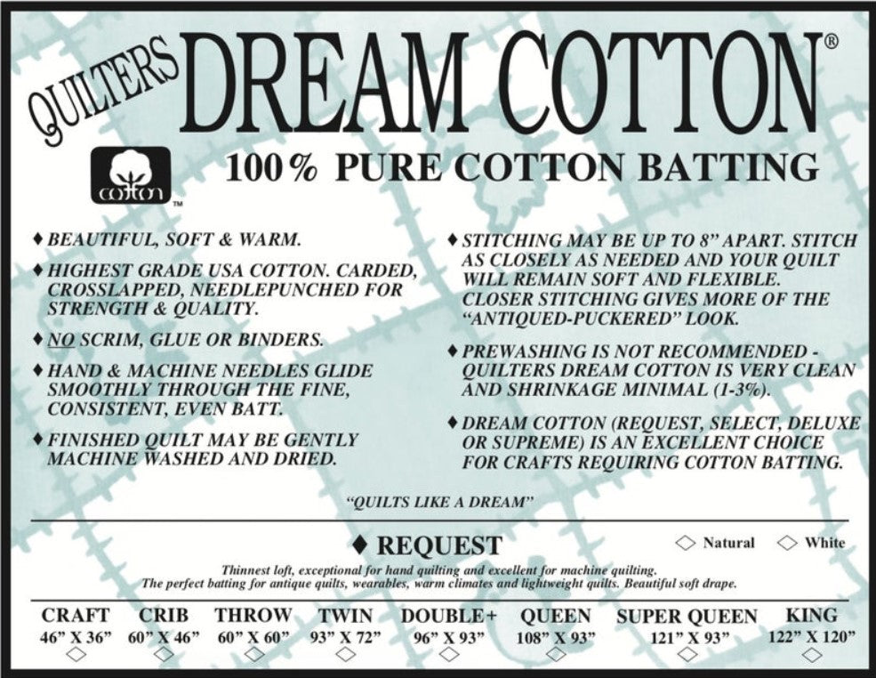Quilters Dream Cotton REQUEST Batting